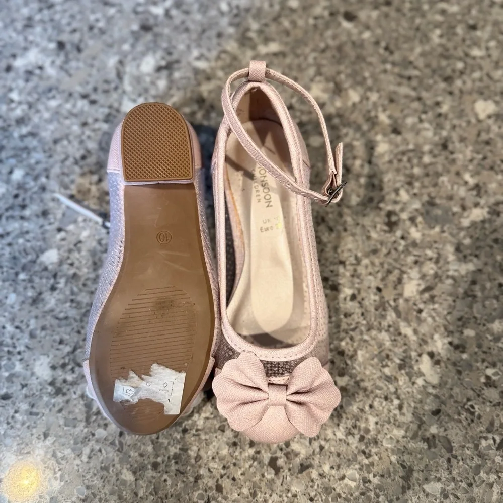 Monsoon Girls' Kids Pink Bow Shoes - UK10/US11 👠🌸
